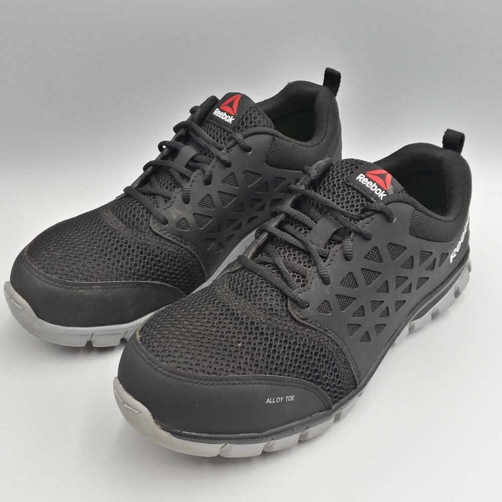 Reebok Sublite Cushion Work Mens 10 Black Alloy Safety Toe Slip Resistant Shoes